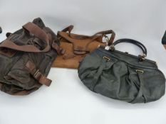 Vintage Timberland leather and canvas travel bag, a vintage tan leather satchel style fold over bag,