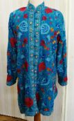 A Beatrice Von Treskow heavily embroidered and decorated three quarter length jacket, turquoise