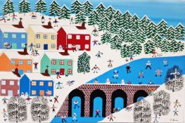 Gordon Barker Acrylic on canvas 'Happy Days' signed lower right, 60cm x 40cm