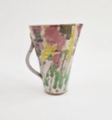 Janice Tchalenko (1942-2018) tapered stoneware jug with floral decoration on pink ground, height