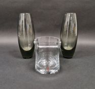 Pair of Per Lutken (1916-1998) for Holmegaard 'Hellas' vases in smoky grey colourway, signed to base