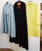 A vintage Aquascutum yellow fitted princess style coat, dropped waist brass buttons slight marks,