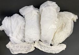 Various mid-twentieth century wedding veils, embroidered, appliqued, lace (8)Condition ReportThe