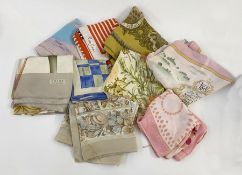 Quantity of vintage designer silk scarves to include Pierre Cardin, Pierre Balmain, Hermes 'Termes