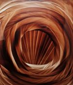 Michael R. Reynolds  Oil  'Odyssey' in shades of sepia abstract, 50.5cm x 44cm