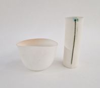 Studio porcelain hand built vase with impressed 'stitches' filled with green glaze, marked to