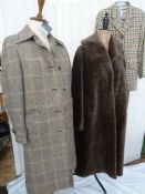 An alpaca coat, labelled 'Pacabella - 100% pure Alpaca pile', full length, a vintage tweed wool coat