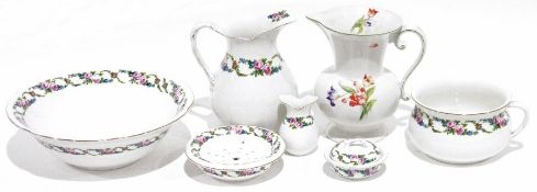 John Maddock & Sons Royal Vitreous basin, ewer, chamber pot and jug, soap dish and another ewer