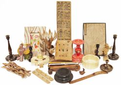 Vintage wooden panel of different shaped butter pats, assorted collectables, assorted ceramics to