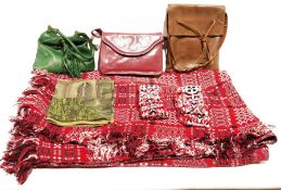 Quantity of various Scandinavian braids, a Welsh-style blanket, various table linen, three vintage