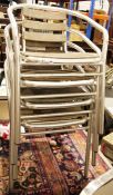 Aluminium garden/cafe table with four aluminium and teak slatted chairs (5)