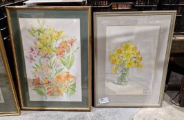 Jane Gardiner  Five various pencil and watercolour drawings  Floral studies, together with various