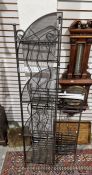 Two folding black painted garden shelving units (2)