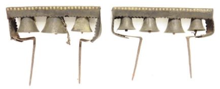 Shaft bells, possibly Georgian, part of heavy horse harness and decoration, leather bells attached