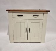 Modern sideboard with cream coloured base, 92cm high x 104cm wide x 38cm deep