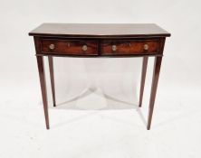 20th century mahogany side table with pair of frieze drawers, on tapering supports, 73cm high x 83cm