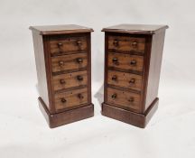 Pair 19th century chests of four short drawers, on plinth base, 72cm high x 39cm wide x 39cm deep (
