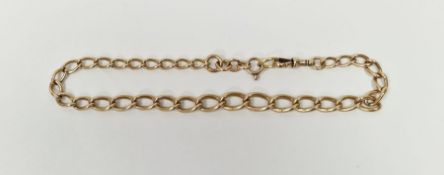 9ct gold Albert chain of graduating form, with single lobster clasp, 39g approx. Condition