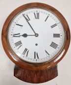 Drop-dial oak cased wall clock with white painted face and roman numerals, dial 25cm diameter