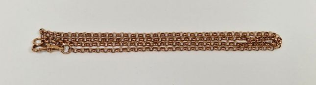 Rose gold-coloured belcher chain with bolt ring clasp, 114g approx.