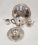 EPNS three-piece tea service, EPNS small coffee pot and two waiters (1 box)