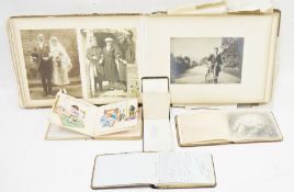 Assortment of ephemera and photographs to include a large leather-bound photograph album