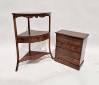 Edwardian mahogany corner whatnot on splayed supports, 82cm high x 59.5cm wide and a stained wood