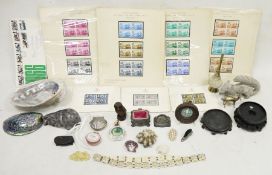 Assortment of collectables to include two abalone mother-of-pearl shells, a Victorian carved