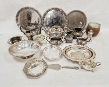 Plated ware tea service, cased fish eaters, dressing set, trays, etc (1 box)