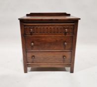 Early 20th century oak chest of three drawers, on straight supports, 75cm high x 71cm wide x 44.