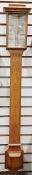 Mid 19th century oak cased stick barometer by T Underhill, 24 Corporation Street, Manchester, of