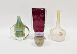 Mdina 'Lollipop' vase in yellow and blue colourway, signed to base, height 16cm, an Adam Aaronson