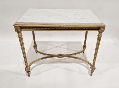Louis XVI-style painted wood and marble topped side table, 75cm high x 90cm wide x 60cm deep