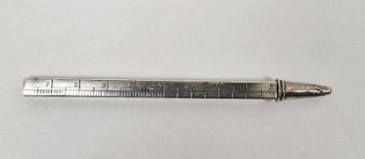 1920s silver propelling pencil with rule, 9inch and 23cm, 3 draw extending, Birmingham 1924 maker