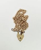 9ct gold two-strand chain bracelet with heart-shaped clasp, 26g approx.