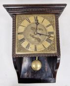 18th century wall clock in stained oak case, the single train fusee movement with 10