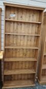 Pine six-tier open bookcase, 186cm high x 83cm wide x 19.5cm deep