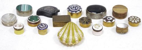 Assortment of trinket and pill boxes, of varying sizes and designs, including stone set, enamel