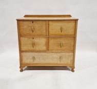 Mid 20th century chest of four short and one long drawer, with Art Deco handles, on cabriole