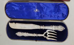 Pair of Victorian silver fish servers, Sheffield 1846, in fitted Walford & Spokes Oxford case
