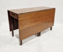 Oak drop leaf table with frieze drawer, on straight supports, 72cm high x 122cm long x 50cm wide (