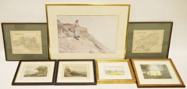 Assorted framed prints in Hogarth black and gilt frames to include view from the mountain house,
