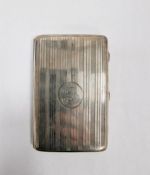 1940's silver cigar case initialled 'EB', line engraved, Birmingham 1942, makers Charles S & Green &