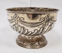Victorian silver circular pedestal bowl, Sheffield 1896, makers mark worn, 17cm in diameter, 11cm