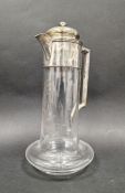 Victorian silver-mounted glass claret jug, engraved initialled 'LC'(?), Sheffield 1883, maker