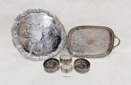 Quantity of assorted silver plated and other metalwares, to include two wine bottle coasters, Oneida