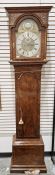 Early 18th century walnut longcase clock with ogee pediment, pierced fretwork to the frieze,