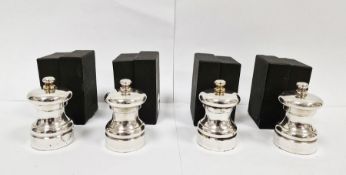 Two pairs of 20th century silver-mounted pepper mill and salt mill, London 1991, maker MC Hersey &