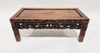 Chinese carved rectangular occasional table decorated with dragons, 29.5cm high x 76cm long x 35.5cm