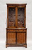 Reproduction display cabinet with astragal cupboard above pair of drawers and panel cupboard